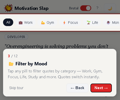 Tour step 3 – Filter by mood